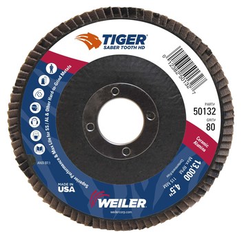 Weiler Tiger Ceramic Tipo 27 - Cerámico - 4 1/2 pulg. - 80 - Mediano - 50132