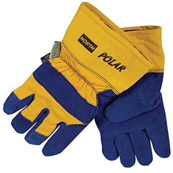 Imágen de North Polar Azul/Amarillo 11 Lona/Cuero Dividir Cuero vacuno Guantes para condiciones frías (Imagen principal del producto)