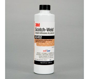 3M Scotch-Weld AC452 Acelerador Transparente Líquido 8 fl oz Botella - Para uso con Acrílico, Cianoacrilato, Epoxi, Uretano - 62686