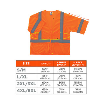 Ergodyne Glowear 8310HL Chaleco de alta visibilidad 22015 - tamaño Grande/XG - Poliéster - Naranja de alta visibilidad - ANSI clase 3