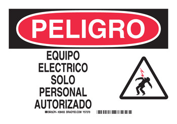 Imágen de Brady B-555 Aluminio Rectángulo Blanco Español Cartel de seguridad eléctrica 38455 (Imagen principal del producto)