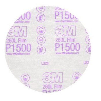 3M Hookit Recubierto Óxido de aluminio Blanco Disco de velcro - Óxido de aluminio - 6 pulg. - P1500 - Ultrafino - 00950