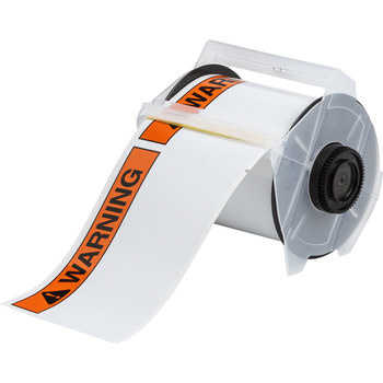 Imágen de Brady Negro/Naranja sobre blanco Autolaminados Interior/exterior Vinilo Transferencia térmica 121561 Rollo de etiquetas para impresora de transferencia térmica continua (Imagen principal del producto)