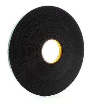 3M 4052 Negro Cinta de espuma con recubrimiento doble - 1/2 pulg. Anchura x 72 yd Longitud - 1/32 pulg. Espesor - 14667