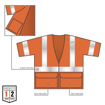 Ergodyne Glowear 8320Z Chaleco de alta visibilidad 22117 - tamaño 2EG/3EG - Poliéster - Naranja de alta visibilidad - ANSI clase 3