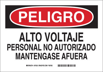 Imágen de Brady B-302 Poliéster Rectángulo Blanco Inglés/Español Cartel de seguridad eléctrica 37633 (Imagen principal del producto)