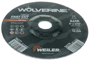 Weiler Wolverine Rueda de corte 56277 - Tipo 27 - rueda de centro hundido - 6 pulg. - Óxido de aluminio - 24 - R