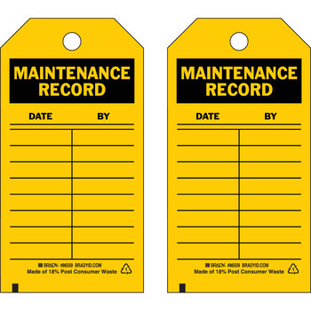 Imágen de Brady Negro sobre amarillo Poliéster/papel 86445 Etiqueta de mantenimiento (Imagen principal del producto)