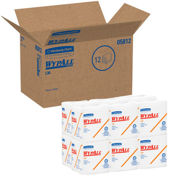 Kimberly-Clark WypAll L30 Limpiador 05812, DRC, - 12 pulg. x 12.5 pulg. - Blanco