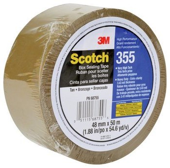 3M Scotch 355 Tostado Cinta de sellado de cajas - 48 mm Anchura x 50 m Longitud - 3.4 mil Espesor - 68755