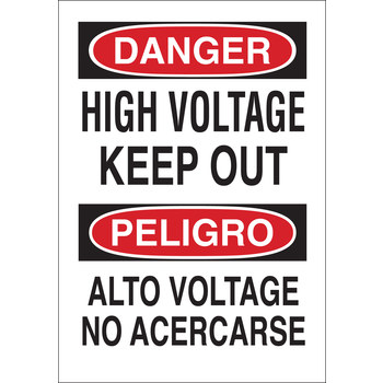 Imágen de Brady Bradyglo B-401 Poliestireno Rectángulo Blanco Inglés/Español Cartel de seguridad eléctrica 38606 (Imagen principal del producto)