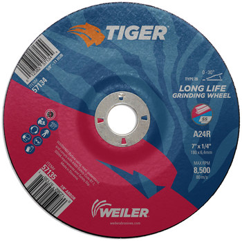 Weiler Tiger AO Disco esmerilador 57135 - 7 pulg. - Óxido de aluminio - 24 - R