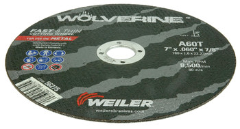 Weiler Wolverine Rueda de corte 56275 - Tipo 1 - Rueda recta - 7 pulg. - Óxido de aluminio - 60 - T