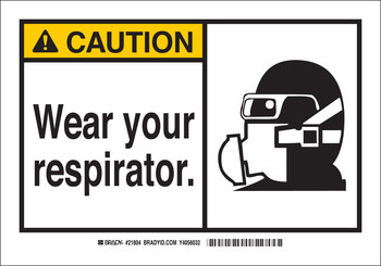 Imágen de Brady B-120 Poliéster reforzado con fibra de vidrio Rectángulo Blanco Inglés Cartel de respirador 62816 (Imagen principal del producto)