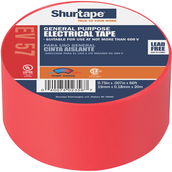 Shurtape Rojo Cinta eléctrica - 3/4 pulg. Anchura x 66 pies Longitud - 7.0 mil Espesor - shurtape 200784