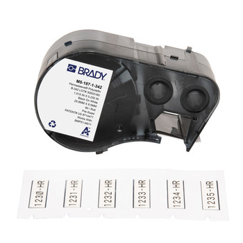 Imágen de Brady PermaSleeve Negro sobre blanco Ignífugo, termorretráctil Transferencia térmica M5-187-1-342 Etiquetas termorretráctiles (Imagen principal del producto)