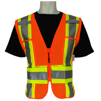 Imágen de Global Glove Frogwear GLO-005ADJ Lima/Naranja/Amarillo Grande Poliéster Malla Chaleco de alta visibilidad (Imagen principal del producto)