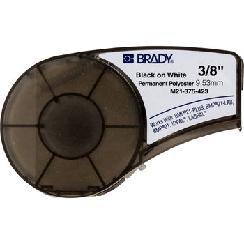 Imágen de Brady Negro sobre blanco Poliéster Transferencia térmica 21-375-423M Cartucho de etiquetas para impresora de transferencia térmica continua (Imagen principal del producto)