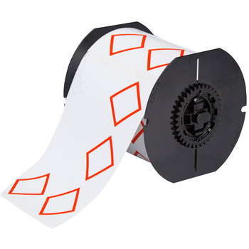 Brady B30-262-7569-CLP4A Rollo precortado de etiquetas para impresora de transferencia térmica GHS - 6 pulg. x 4 pulg. - Vinilo - Rojo sobre blanco - B-7569