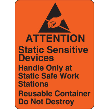 Imágen de Brady Negro sobre naranja Rectángulo Laminado Papel SL-1 Etiqueta de advertencia estática (Imagen principal del producto)