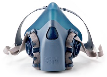 3M 7500 Series 7503 Respirador de careta de media máscara 37083 - tamaño Grande - Azul - Silicón - 4 puntos suspensión