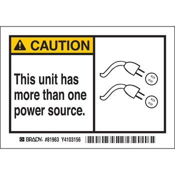 Imágen de Brady Negro/Amarillo sobre blanco Laminado Poliéster 81963 Etiqueta de seguridad del equipo (Imagen principal del producto)