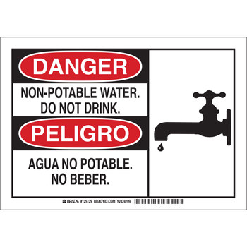Imágen de Brady B-555 Aluminio Rectángulo Blanco Inglés/Español Cartel de saneamiento de agua 125130 (Imagen principal del producto)