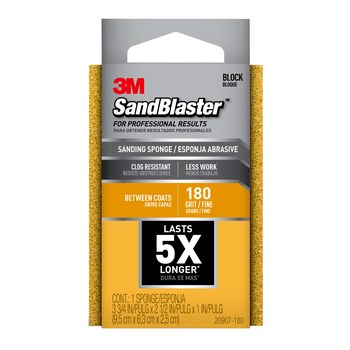3M SandBlaster 11517 Esponja de lijado - 2 1/2 pulg. x 3 3/4 pulg. - 180 - Fina - Óxido de aluminio
