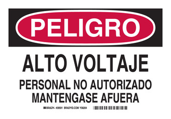 Imágen de Brady B-120 Poliéster reforzado con fibra de vidrio Rectángulo Inglés/Español Cartel de seguridad eléctrica 39591 (Imagen principal del producto)