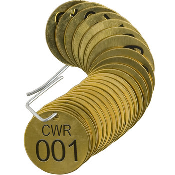 Imágen de Brady Negro sobre cobre Círculo Latón Etiqueta de válvula numerada con encabezado 87100 Etiqueta para válvula numerada con encabezado (Imagen principal del producto)