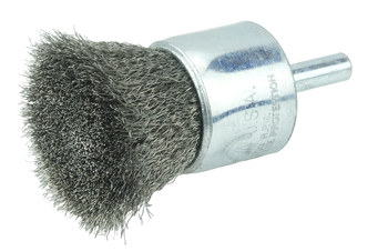 Weiler Wolverine Acero inoxidable Cepillo de copa - Accesorio Vástago sin rosca - Diámetro 1 pulg. - Diámetro de la cerda 0.006 pulg. - 36285