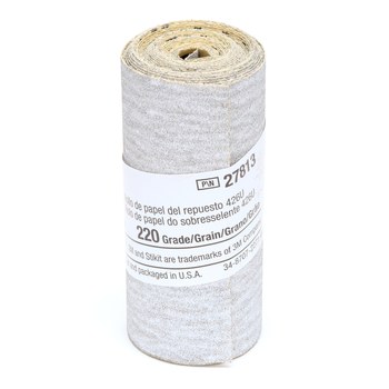 3M Stikit Rollo de lijado 27813 - 2 1/2 pulg. x 95 pulg. - Carburo de silicio - 220 - Muy fino