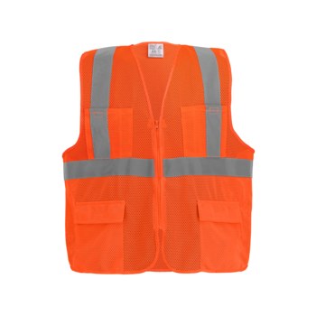 Global Glove FrogWear HV Chaleco de seguridad de alta visibilidad GLO-270-LG - tamaño Grande - Malla Poliéster - Naranja de alta visibilidad - ANSI clase 2, tipo R - glo-270 lg