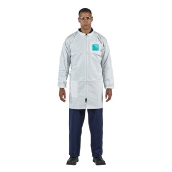 Ansell Microchem Bata de laboratorio resistente a productos químicos 2000 WH20-B-92-209-03 - tamaño Mediano - Polietileno - Blanco - 17896