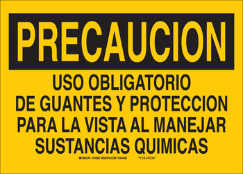 Imágen de Brady B-555 Aluminio Rectángulo Amarillo Español Señal de advertencia química 124923 (Imagen principal del producto)
