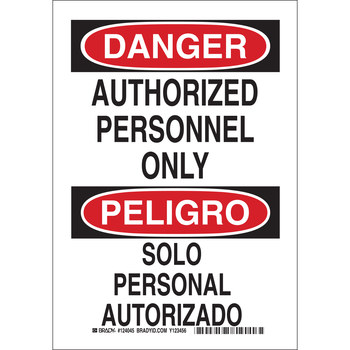 Imágen de Brady B-401 Poliesterino de alto impacto Rectángulo Blanco Inglés/Español Cartel de área restringida 124044 (Imagen principal del producto)