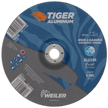 Weiler Tiger Aluminum Disco esmerilador 58233 - 9 pulg. - A/O óxido de aluminio AO - 24 - R