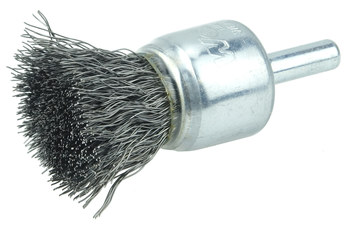 Weiler Acero Cepillo de copa - Accesorio Vástago sin rosca - Diámetro 3/4 pulg. - Diámetro de la cerda 0.010 pulg. - Material de la copa: recubierto - 11004