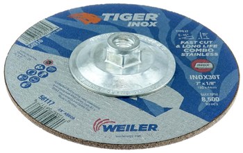 Weiler Tiger inox Disco de corte y esmerilado 58116 - 7 pulg. - INOX - 30 - T