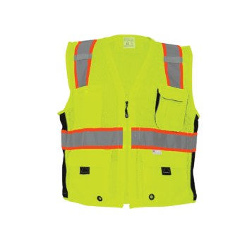 Global Glove FrogWear HV Chaleco de topógrafo de alta visibilidad GLO-079 - tamaño Extrapequeño - Malla Poliéster - Amarillo/verde y naranja de alta visibilidad - ANSI clase 2, tipo R - glo-079 xs