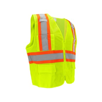 Global Glove FrogWear HV Chaleco de topógrafo de alta visibilidad GLO-0035 - tamaño 6XL - Malla Poliéster - Amarillo/verde y naranja de alta visibilidad - ANSI clase 2, tipo R - glo-0035 6xl