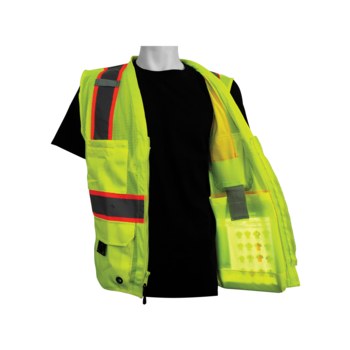 Global Glove FrogWear HV Chaleco de topógrafo de alta visibilidad GLO-079 - tamaño Extrapequeño - Malla Poliéster - Amarillo/verde y naranja de alta visibilidad - ANSI clase 2, tipo R - glo-079 xs