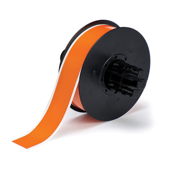 Brady B30C-1125-595-OR Rollo de etiquetas para impresora - 1.125 pulg. x 100 pies - Vinilo - Naranja - B-595