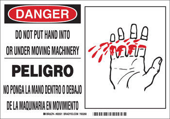Imágen de Brady B-302 Poliéster Rectángulo Blanco Inglés/Español Cartel de seguridad del equipo 60501 (Imagen principal del producto)