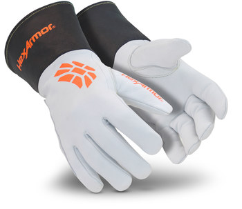 HexArmor Chrome SLT 4062 Blanco 8 Cuero de Piel de cabra Cuero/Aramida Piel de cabra Corte y Cosido Guantes resistentes a cortes - 4062 sz 8