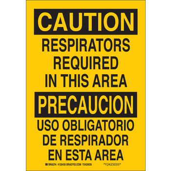 Imágen de Brady B-555 Aluminio Rectángulo Amarillo Inglés/Español Cartel de respirador 125433 (Imagen principal del producto)