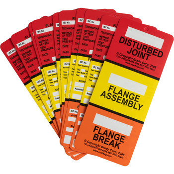 Brady 833764 Negro/Blanco Sobre Rojo/Amarillo/Naranja Polipropileno Etiqueta de inspección de brida - Ancho 3.25 pulg. - Altura 7.625 pulg. - 54767