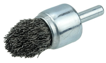 Weiler Acero Cepillo de copa - Accesorio Eje - Diámetro 3/4 pulg. - Diámetro de la cerda 0.014 pulg. - 10306