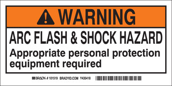 Imágen de Brady Negro/Naranja sobre blanco Rectángulo Laminado Poliéster 101517 Etiqueta de arco eléctrico (Imagen principal del producto)
