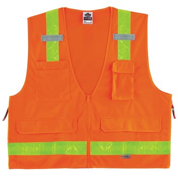 Ergodyne Glowear 8250ZHG Chaleco de alta visibilidad 21433 - tamaño Pequeño/Mediano - Poliéster - Naranja de alta visibilidad - ANSI clase 2